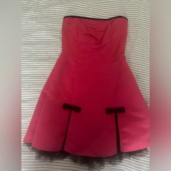 Vintage Jessica McClintock for Gunne Sax Hot Pink Strapless Dress - Size 7 - Picture 5 of 10